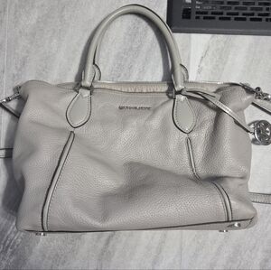 Michael Kors Gray Pebbled Leather Satchel w/ Crossbody Strap